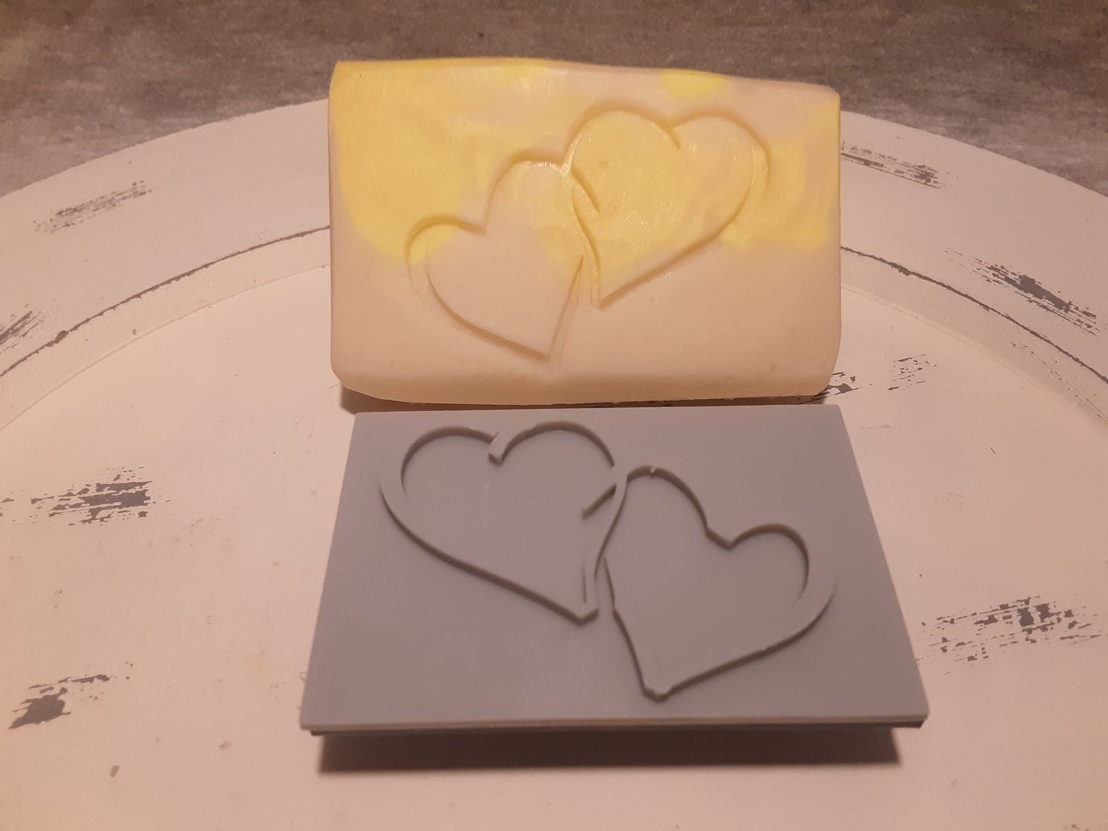 Two Hearts Soap Stamp, 3″x2″ Two Hearts Soap Stamp, 3"x2"