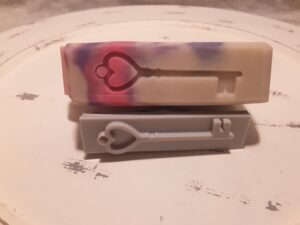 Heart Key Side Soap Stamp, 3"x3/4"