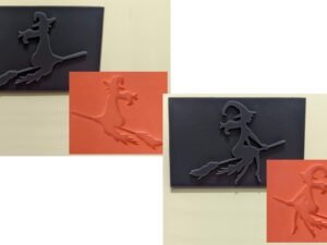 Witch Riding a Broom Soap Stamp, 3"x2"